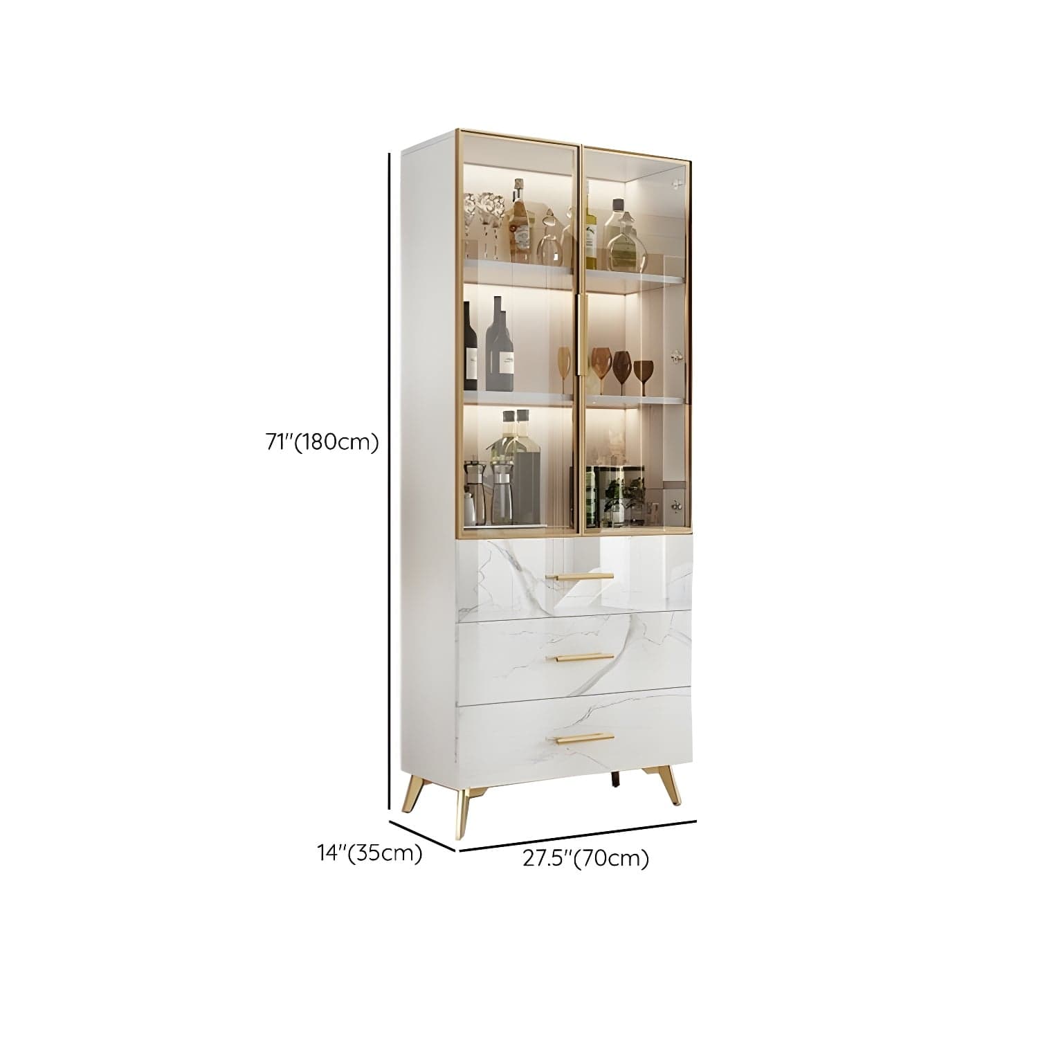 Modern-Style Glass Top Rectangular Accent Cabinet White.Drawer included, No Exterior Shelves thumbnail 8