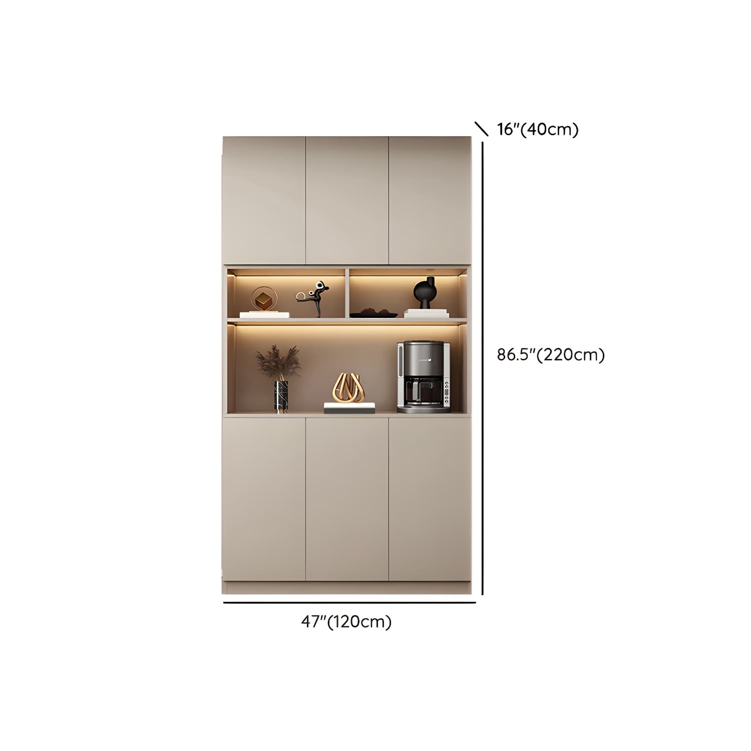 Modern Wood Cabinet with Glass Doors and Non-adjustable Shelves thumbnail 12
