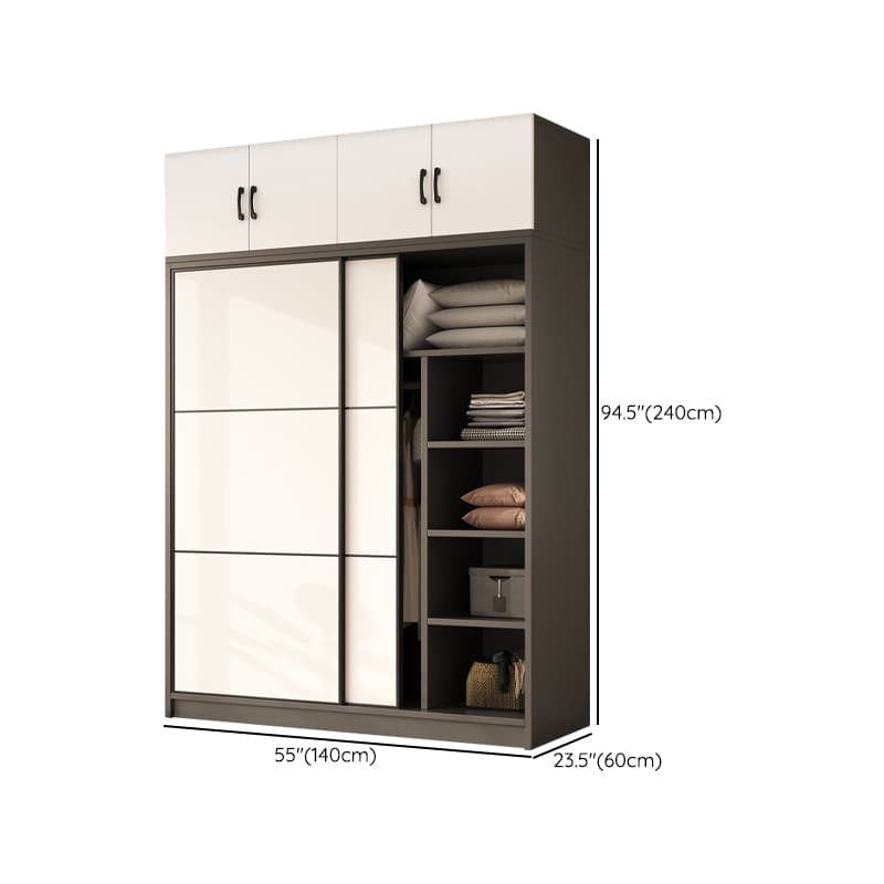 Detached Timber Gray Wardrobe Armoire with Soft Close Door, Interior Shelves and Hanging Rod, Soft Close Drawer Included/Not Included thumbnail 14