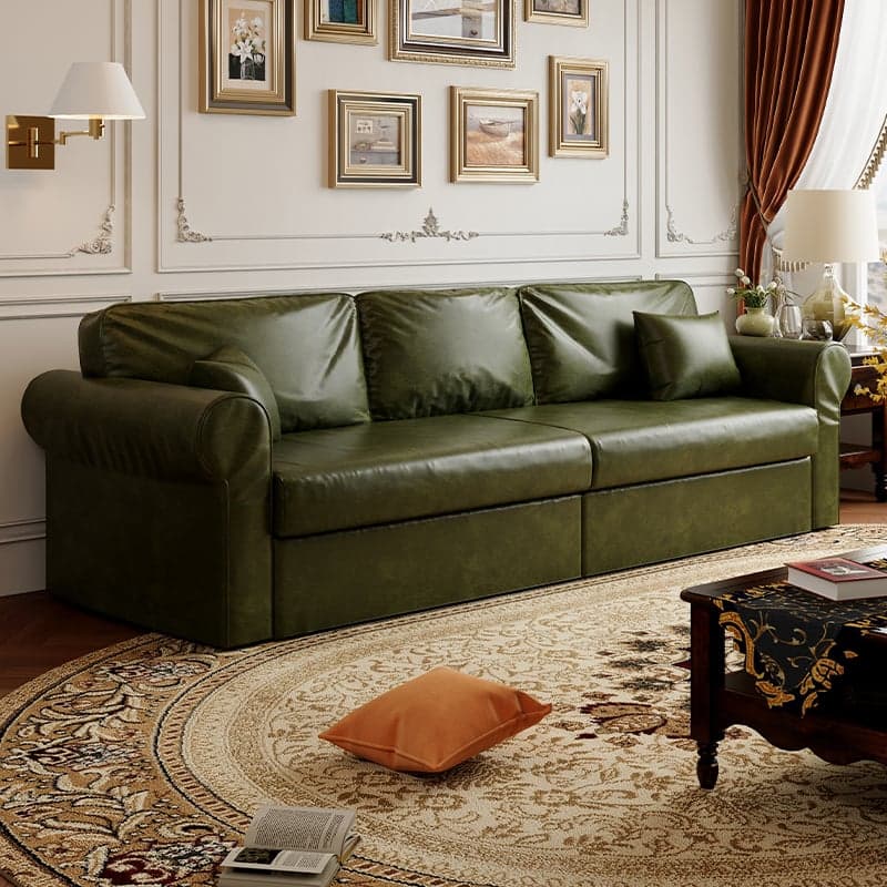 Modish Solid Color Stain Resistant Standard Sofa in Black/Jade Green/Taupe for 4-seater/5 Person with 2 Pillows thumbnail 6