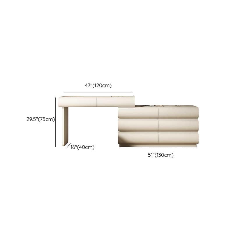 Large Vanity Set with Natural Wood Table Top, White Chair, 8 Drawers, Mirror Lights, and Scalable Design thumbnail 9