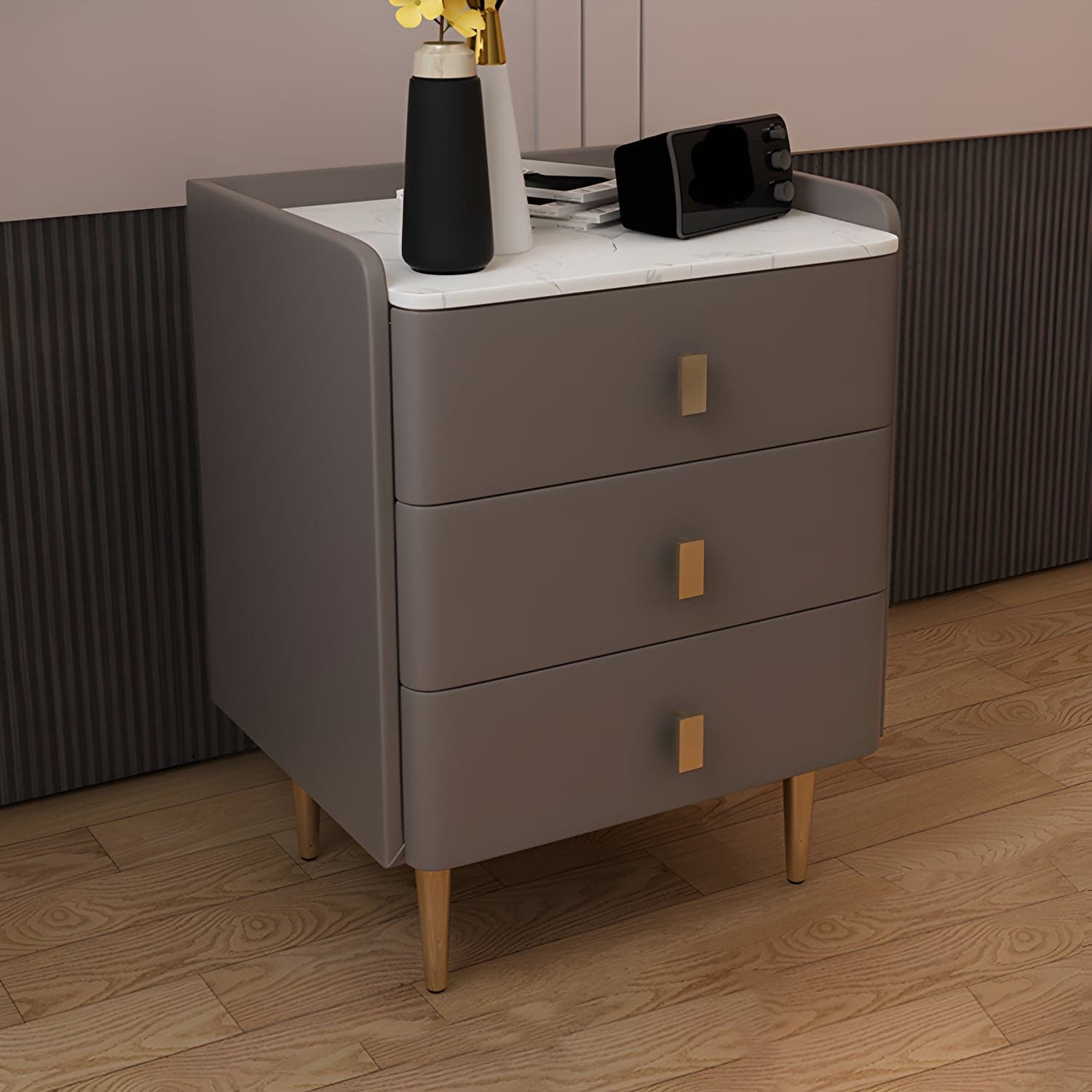 Glam Drawers Included Accent Table Nightstand 22.5" Tall with Legs thumbnail 7