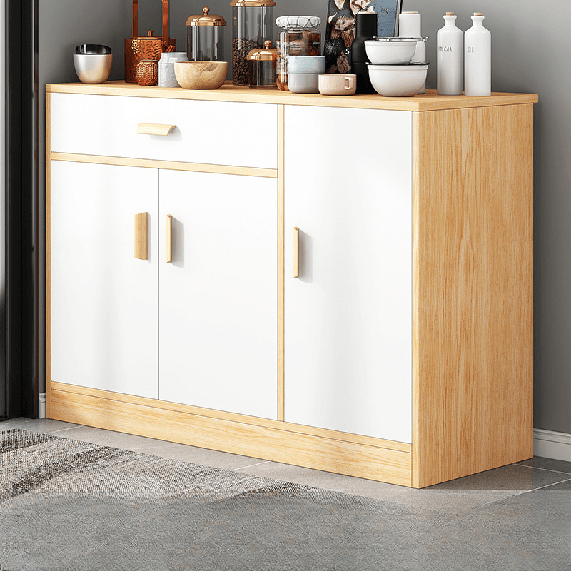 Trendy Narrow Kitchen Cabinet Base with Multiple Drawers and Doors, 2/3 Interior Shelves, Compartment Storage, and Lumber Countertop thumbnail 9