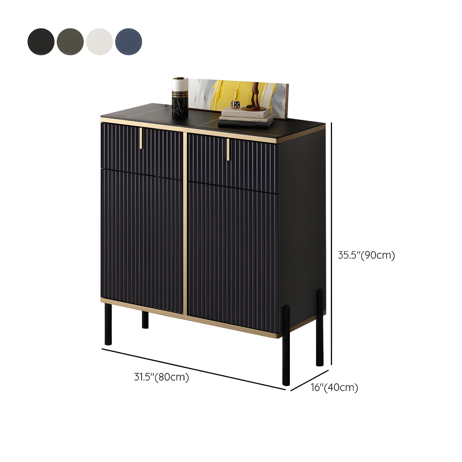 Glam Style Sideboard Stone Side Board with Drawers and Cabinets thumbnail 11