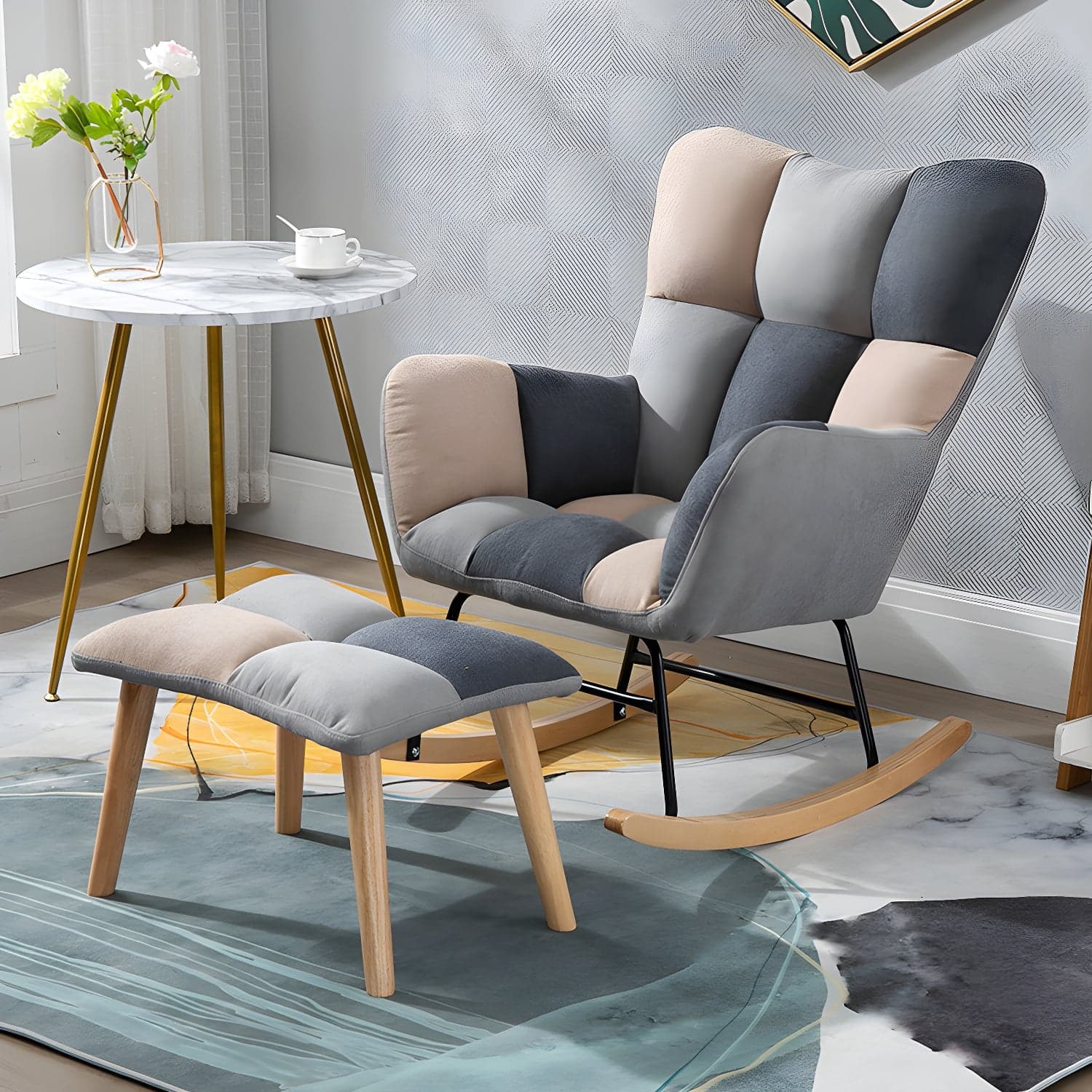 Simple Nordic Style Rocking Chair Balcony Lounge Recliner Sofa Rocking Chair thumbnail 3