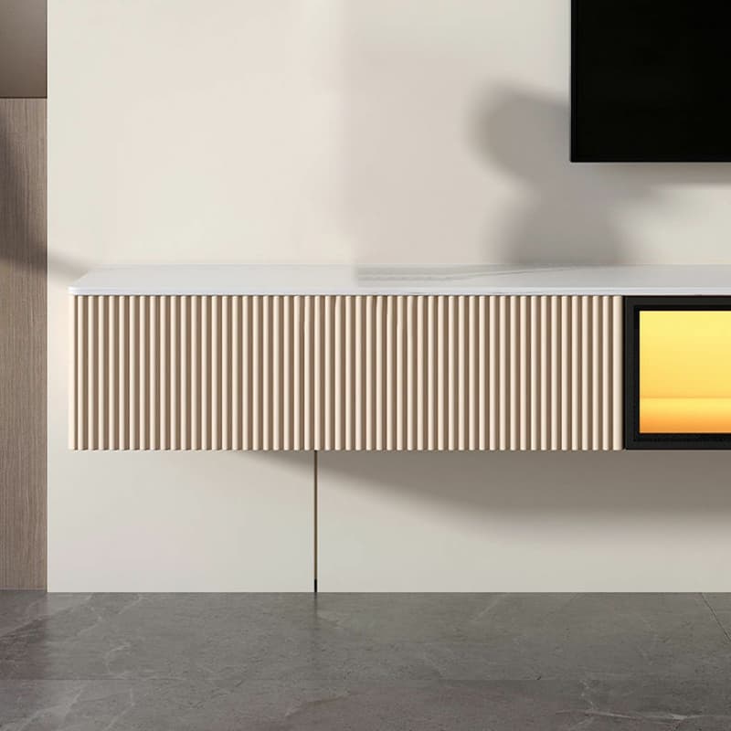 Modern Floating Stone TV Stand with 2 Drawers and 1 Cabinet thumbnail 12