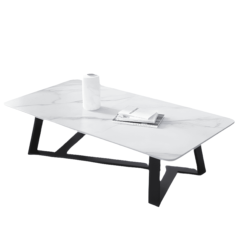 Funky Square Sintered Stone Coffee Table with X Base, Scratch-immune, and Single Set thumbnail 10