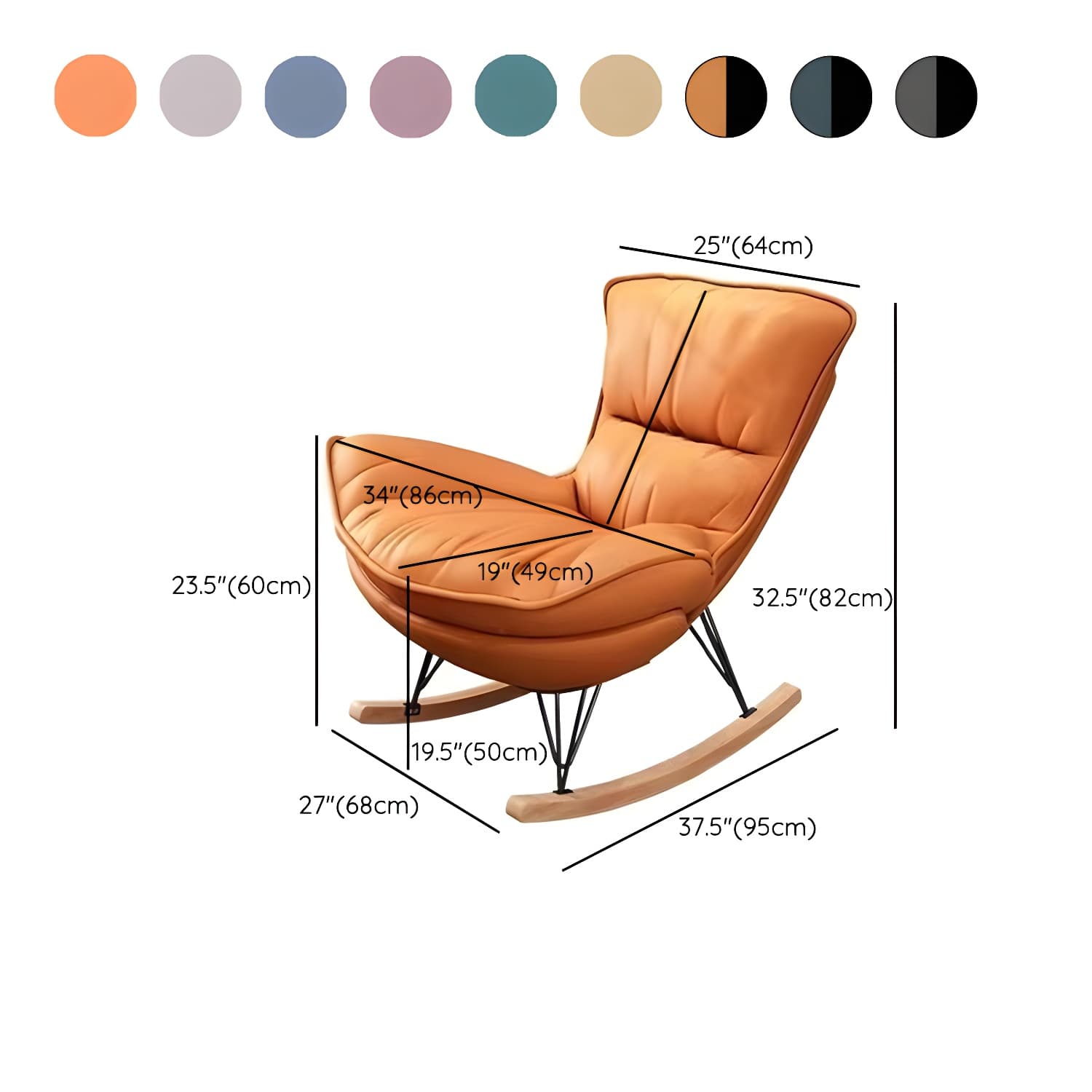 Modern Rocking Chair Upholstered Button-Tufted Glider for Living Room thumbnail 15