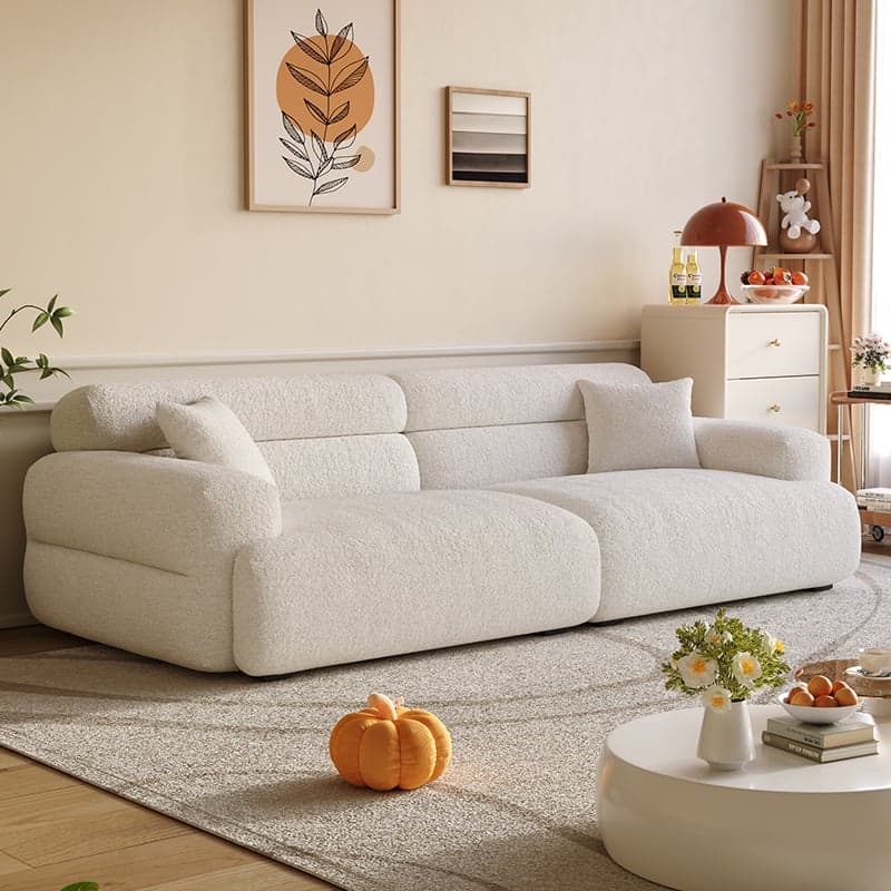 Modish Solid Color Stain Resistant Standard Sofa in Black/Light Gray/Coffee with 2 Pillows, Available in 4-seater/5 Person/3-seater thumbnail 4