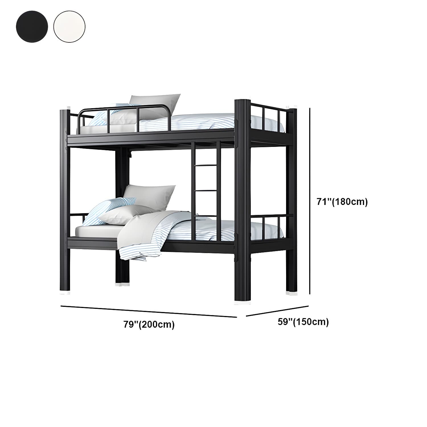 Contemporary Iron Bunk Bed with Metal Legs and Open-Frame 70.87" High thumbnail 14