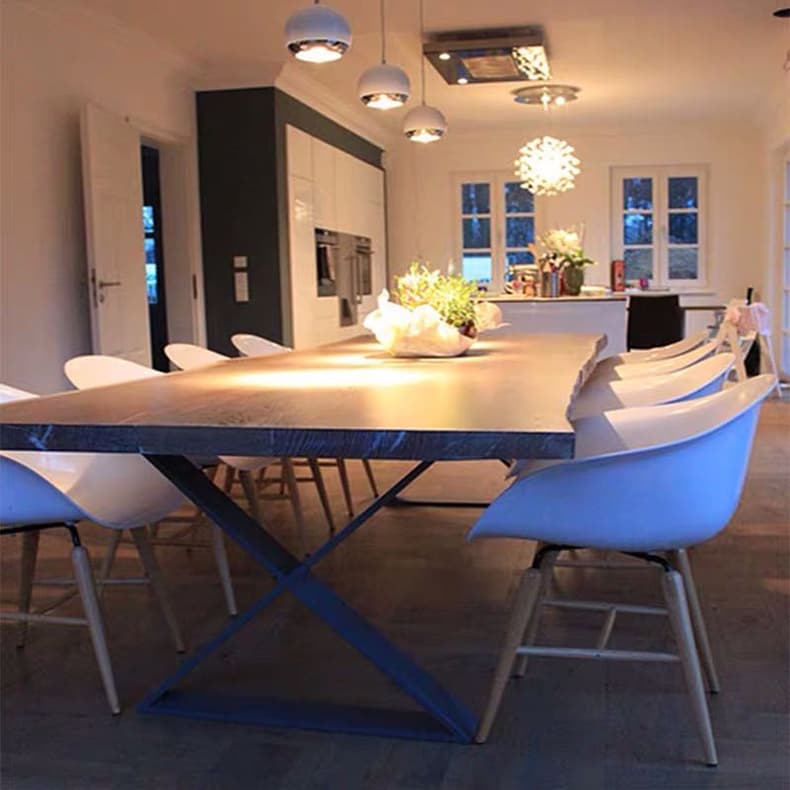 Scandinavian Rectangular Dining Table with Lumber Top in Auburn, Standard Height, Fixed Mechanism, Seats 8/6/4 thumbnail 2