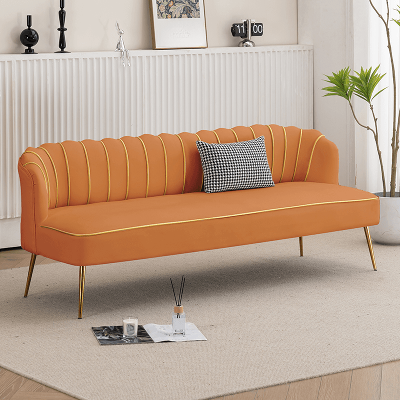 Modish Solid Color Stain Resistant Standard Sofa/Loveseat in Grey/Beige/Amber Color for 2/4-seater/3-seater with 1 Pillow thumbnail 5
