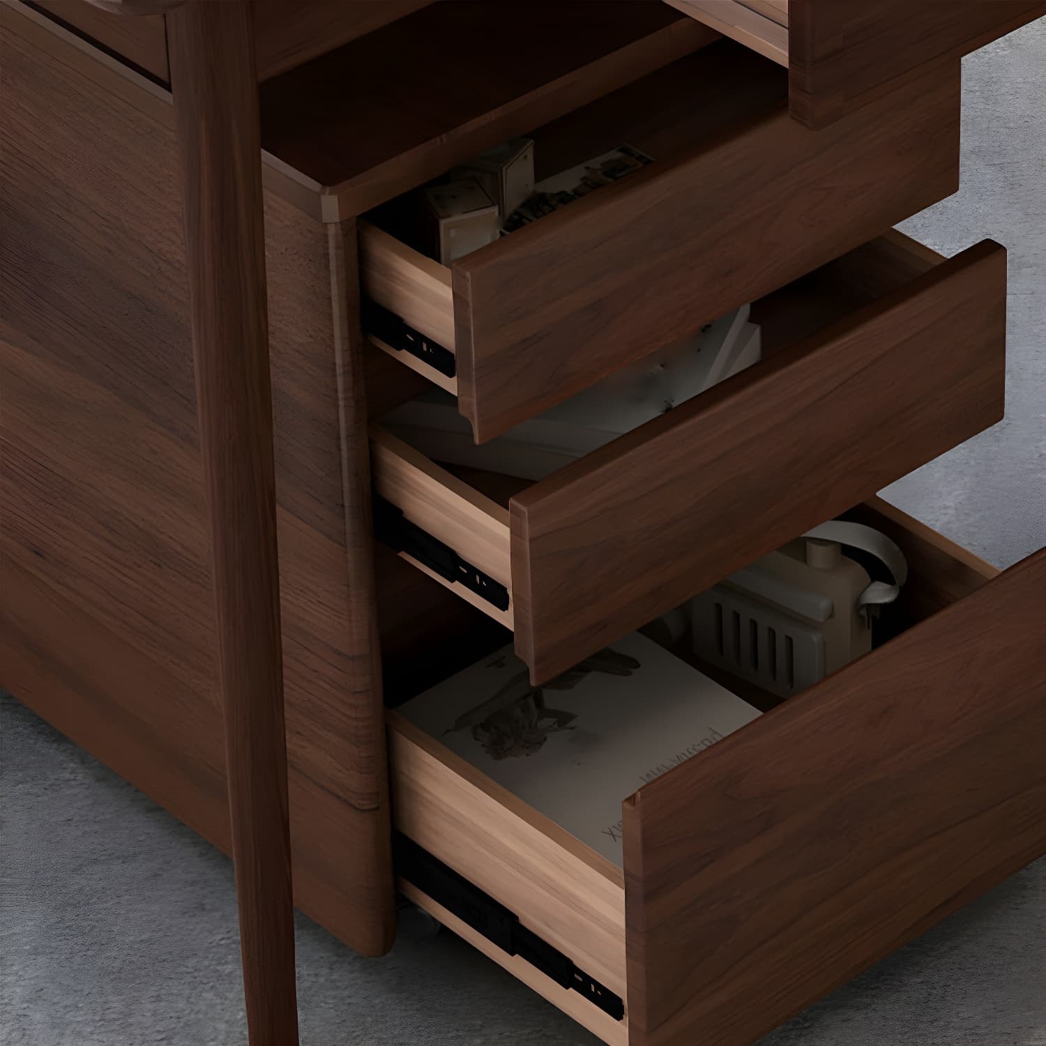 Modern Square Wood Cabinet on Wheels Side Cabinet with Drawer thumbnail 6