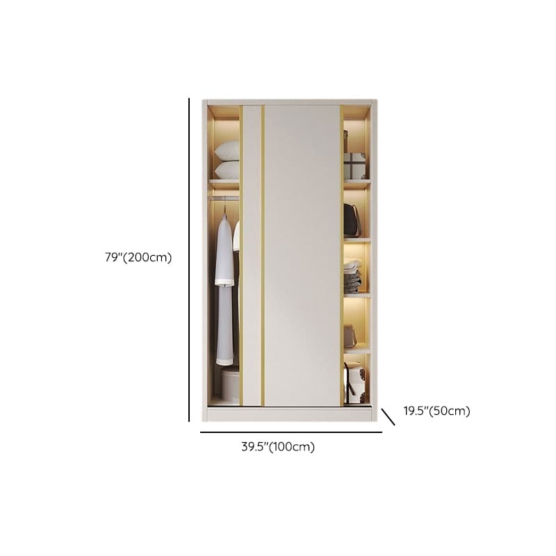Attractive Modern White Wardrobe Armoire with Clothing Rod & Shelves thumbnail 18