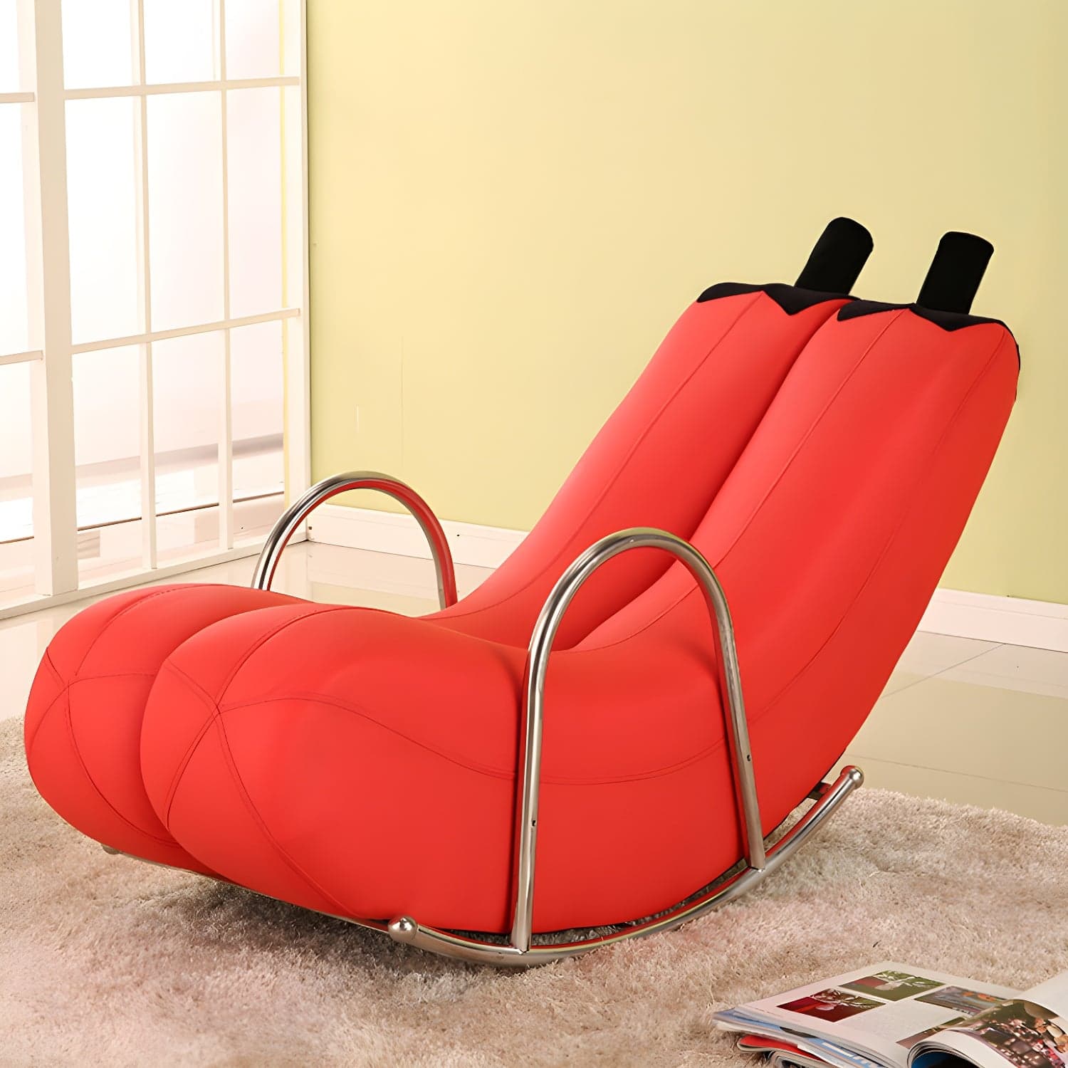 Stylish Silver Upholstered Rocking Chair with Track Arms - Modern Comfort thumbnail 5
