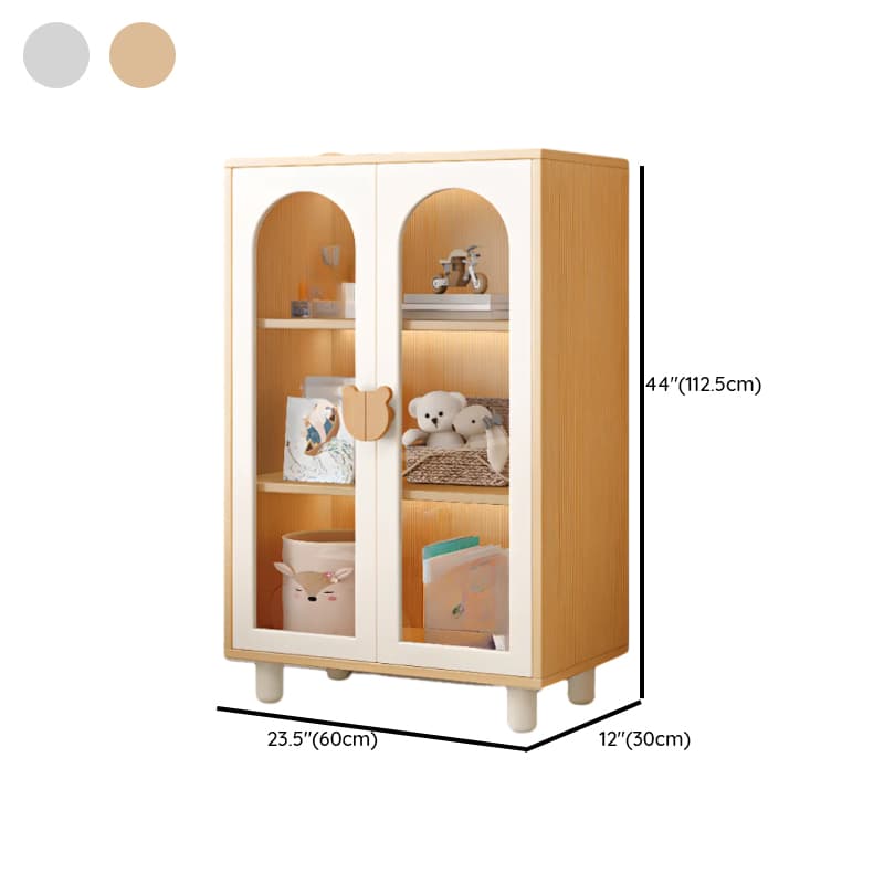 Modern Rectangular Utility Cabinet with Closet, Manufactured Wood Countertop, Glass-panel Door, White/Natural Top thumbnail 11