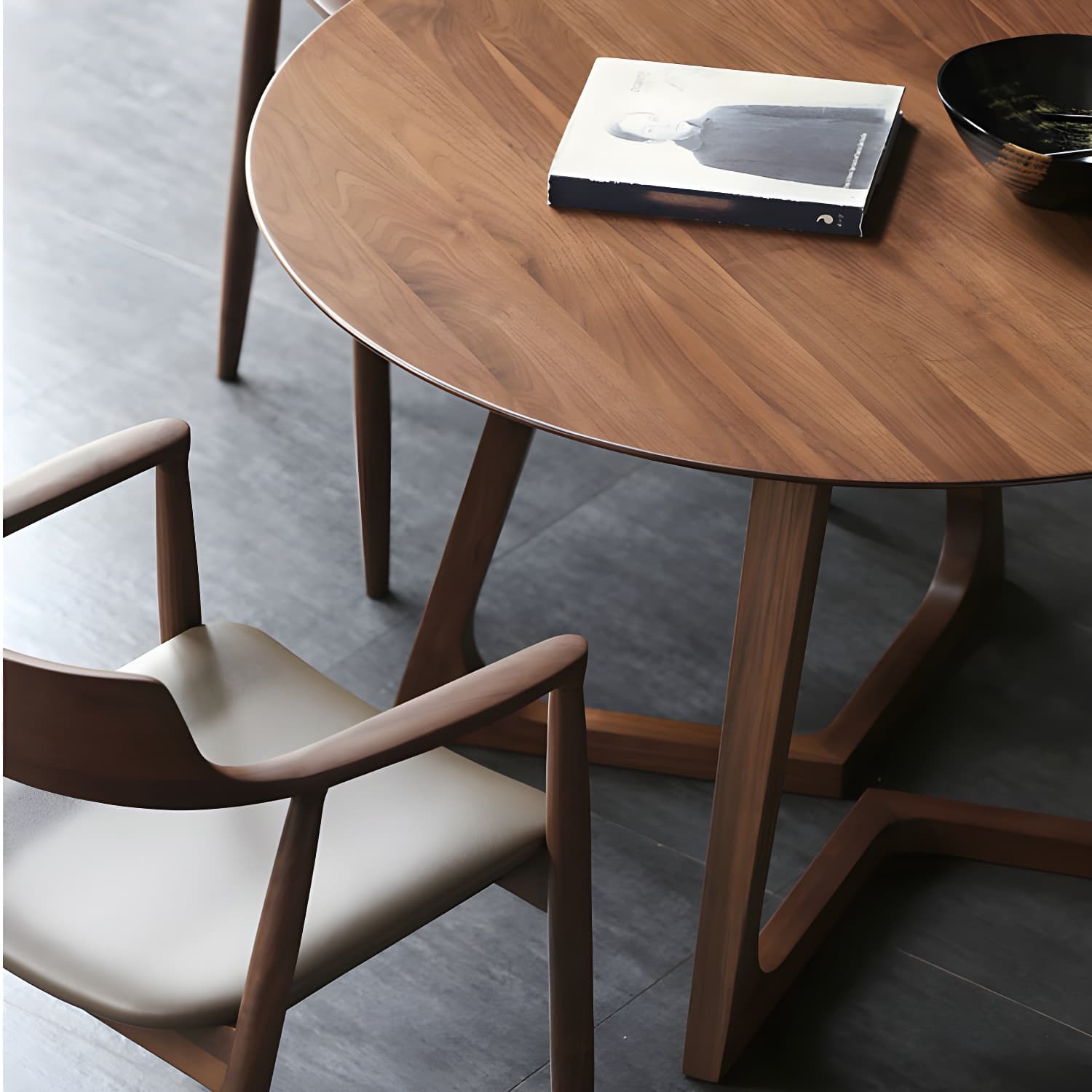 Simple Walnut Ash Dining Table Double Solid Wood Pedestal Home Table thumbnail 9