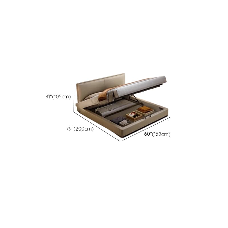 Light Gray Storage Included Panel Bed with 3 Storage Boxes, Natural Wood Frame, and Sponge Upholstery thumbnail 12