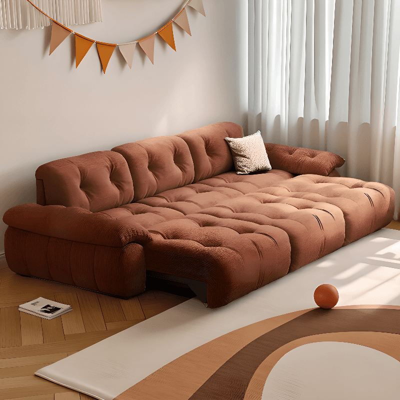 Standard/Single Sofa in Soft-pile Fabric, Amber Color with 1 Pillow thumbnail 2