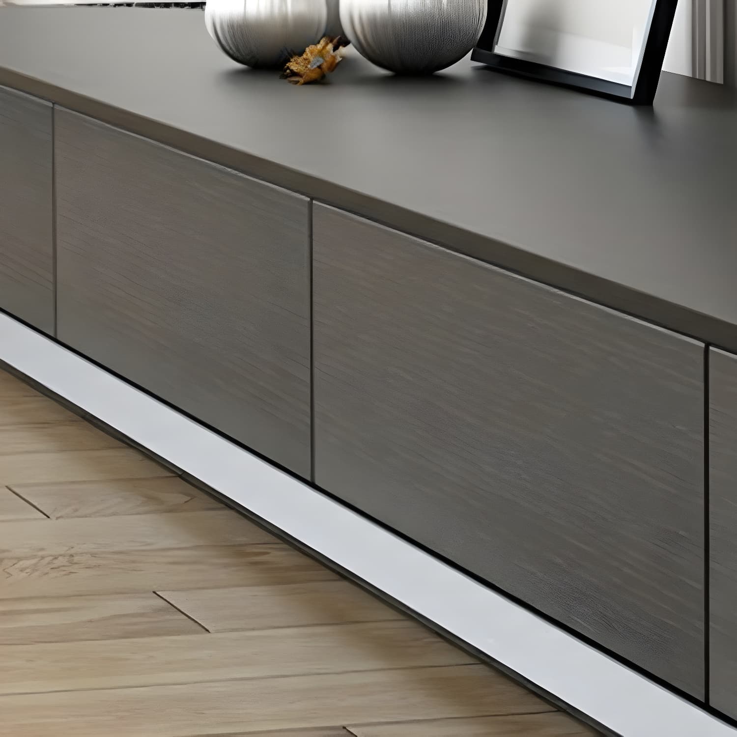 Modern Minimalist Black Finish TV Stand Console with Storage Drawers thumbnail 10