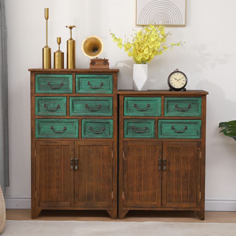 Coastal Style Storage Chest Solid Wood Countertop with Drawers and Doors thumbnail 17