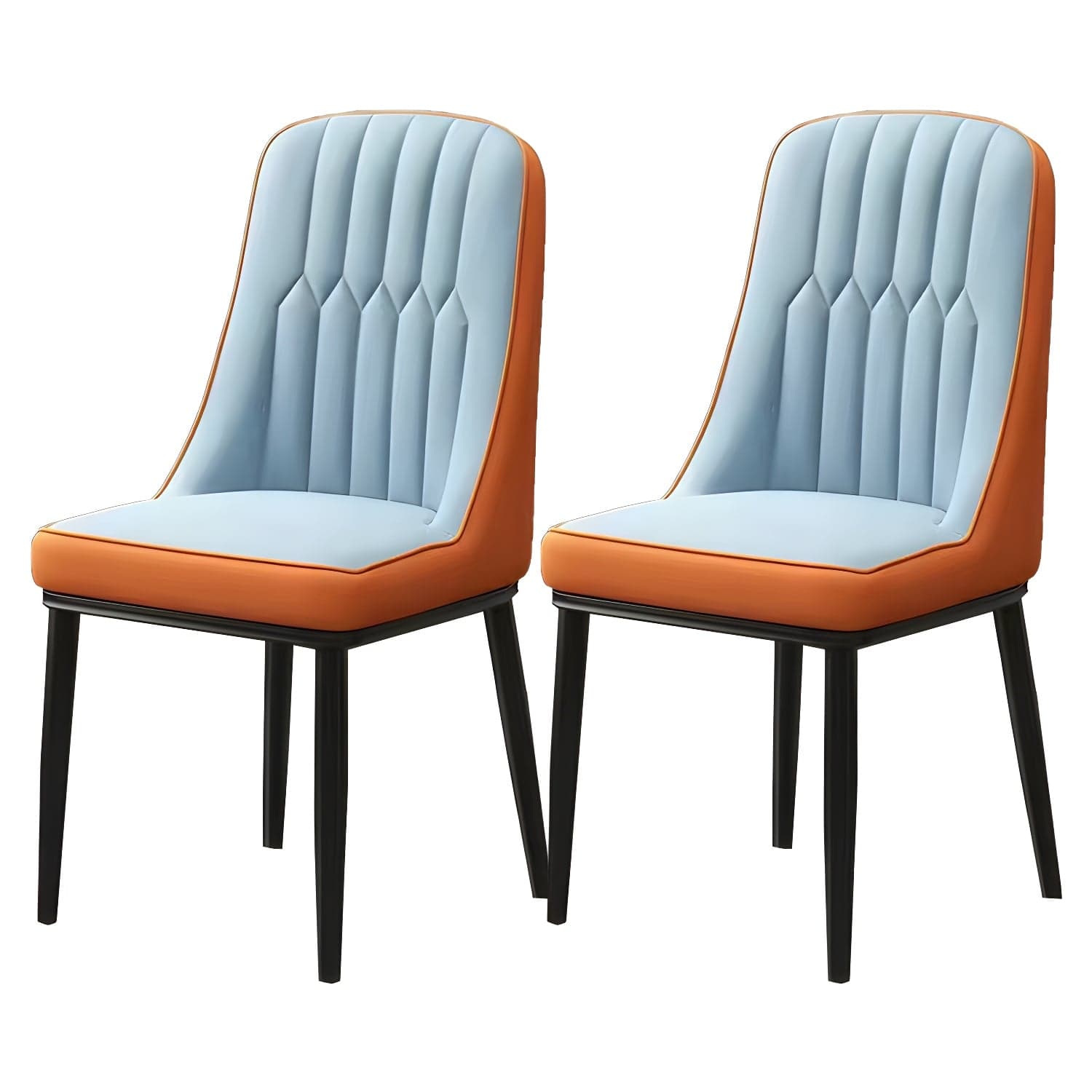 Glam Parsons Dining Side Chair Leather Indoor Dining Chair with Metal Legs thumbnail 1