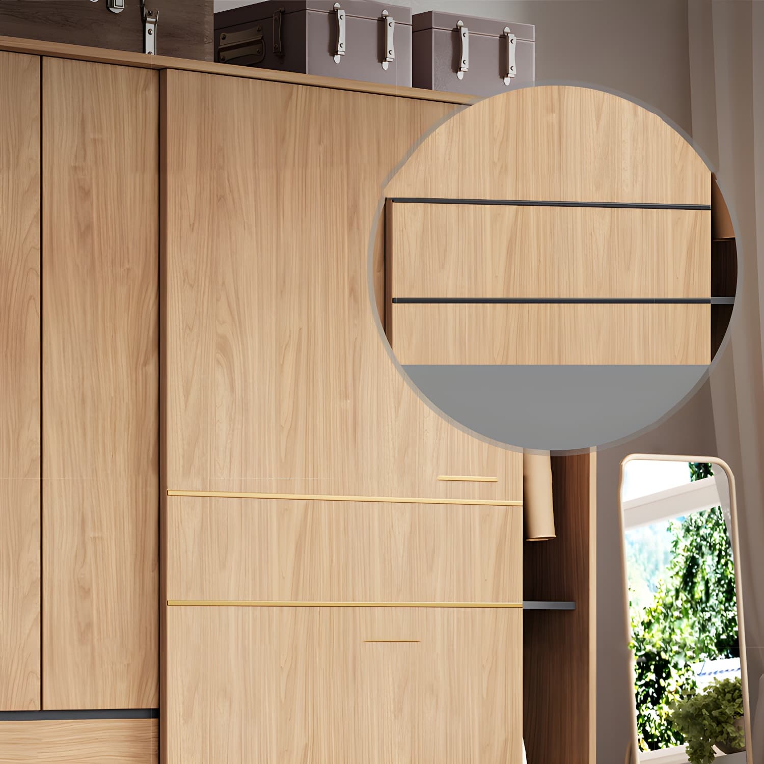 Contemporary Wood Wardrobe Armoire Freestanding Adjustable Shelves Wardrobe with Drawers thumbnail 6