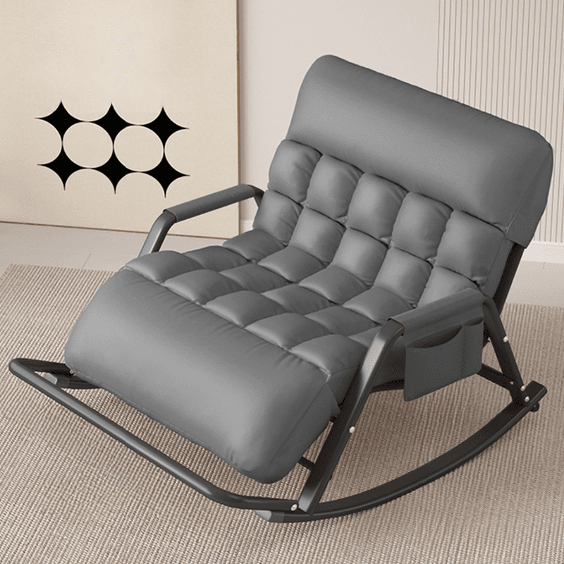 Black/Grey/Cerulean Simple Upholstered Rocking Seat for 2 with Padded Track Arm thumbnail 3