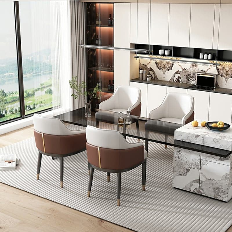 Stylish Modern Sloped Arm Chair for Kitchen & Dining with Low Back and Arms thumbnail 8