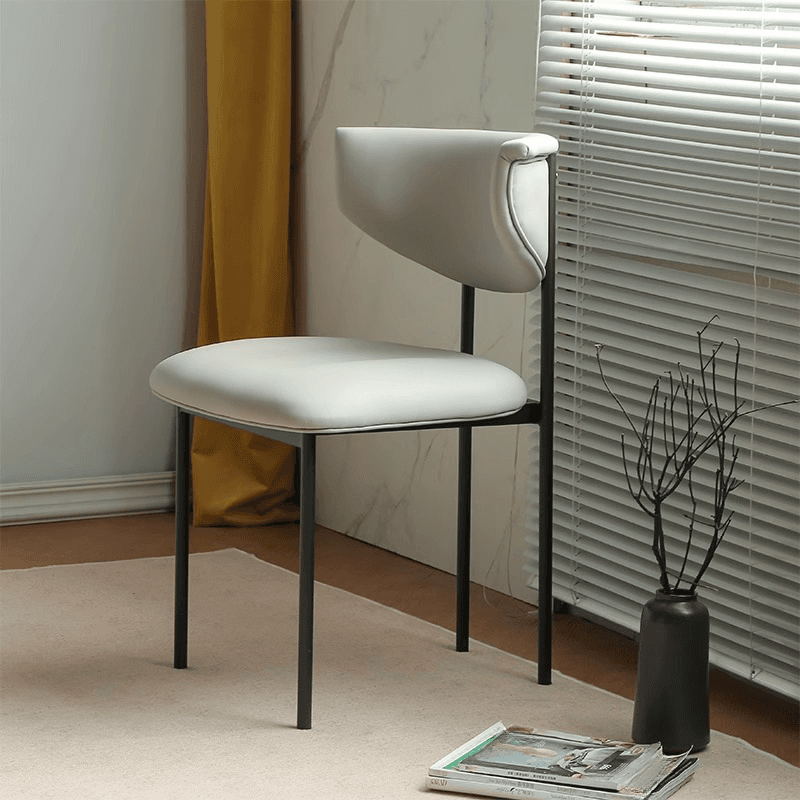 Scandinavian Side Chair with Uncovered Back, Upholstered, Ink/Gilded Metal Legs thumbnail 9