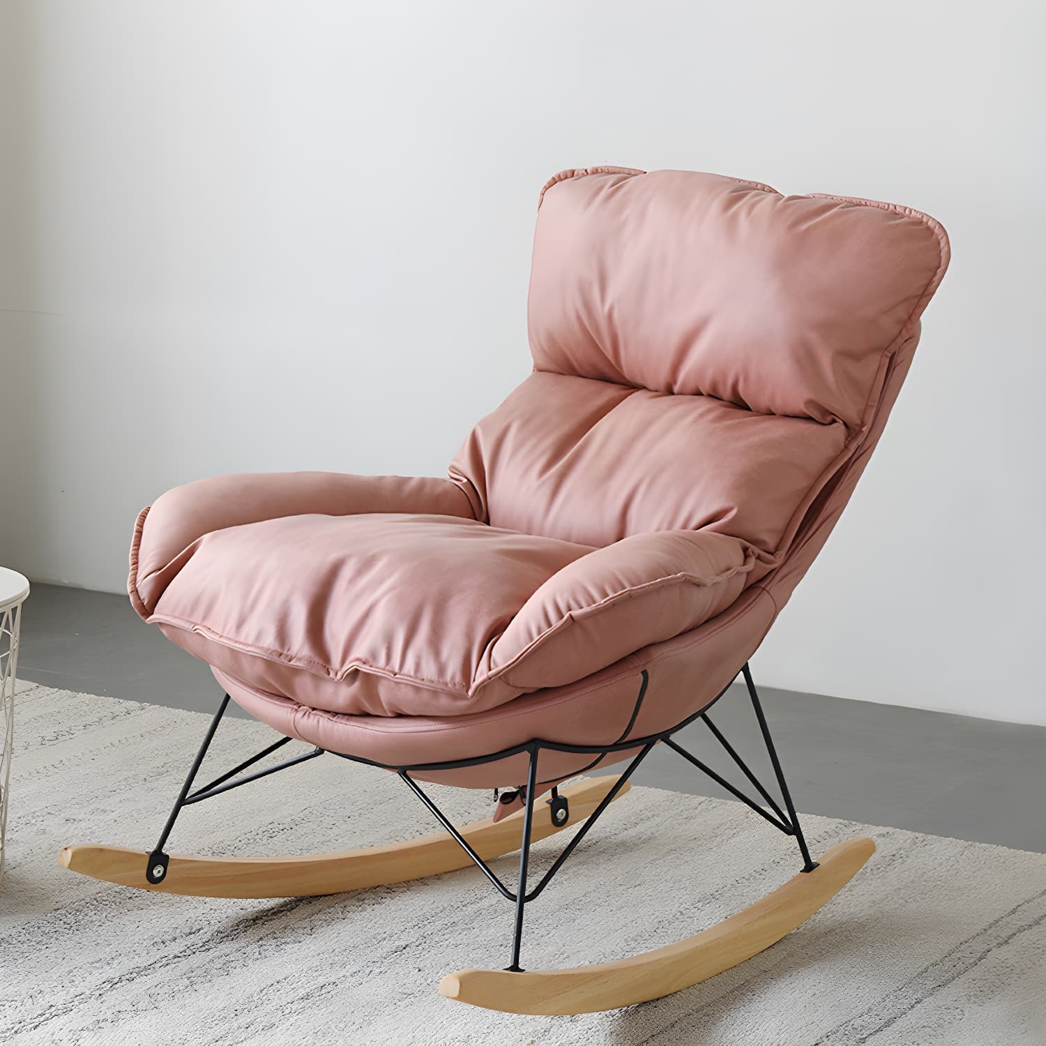 Contemporary Nursery Rocking Chair Indoor Sofa Rocking Chair with Ottoman and Cushion thumbnail 7