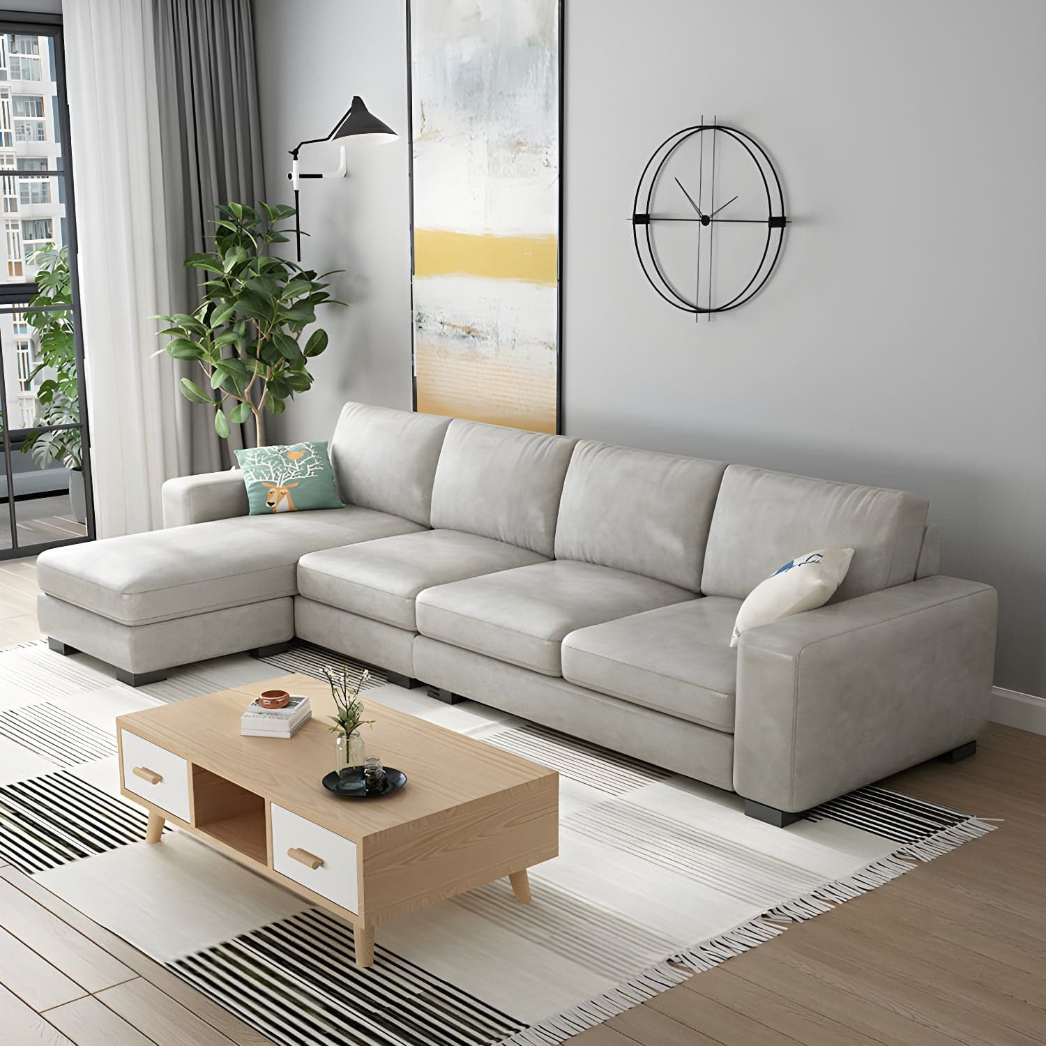 Scandinavian Wood Frame Straight Sofa with Cushion Back and Slipcover in 3 Piece Set thumbnail 15