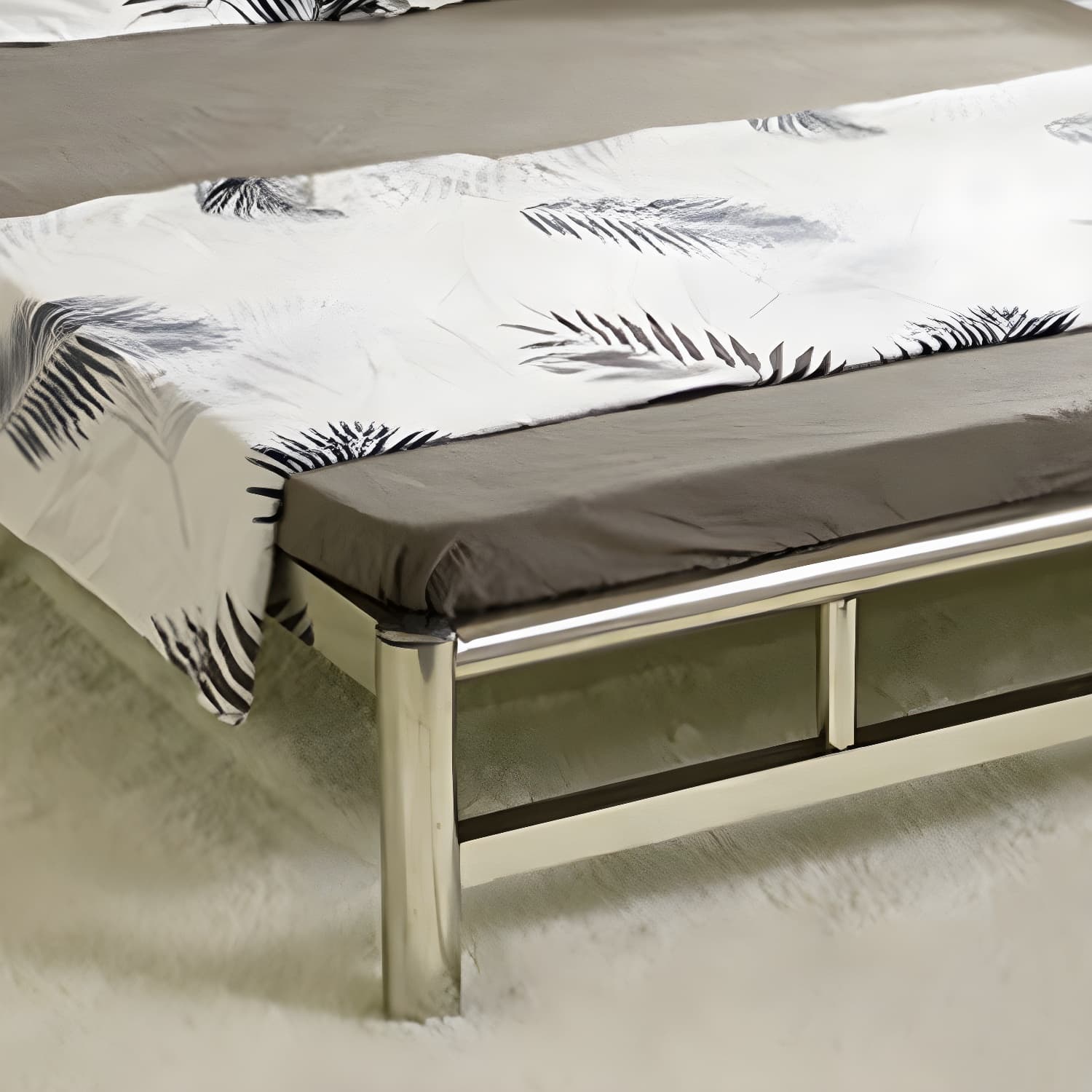 Silver Modern Steel Bed Rectangular Minimalist Bed with Metal Legs thumbnail 9