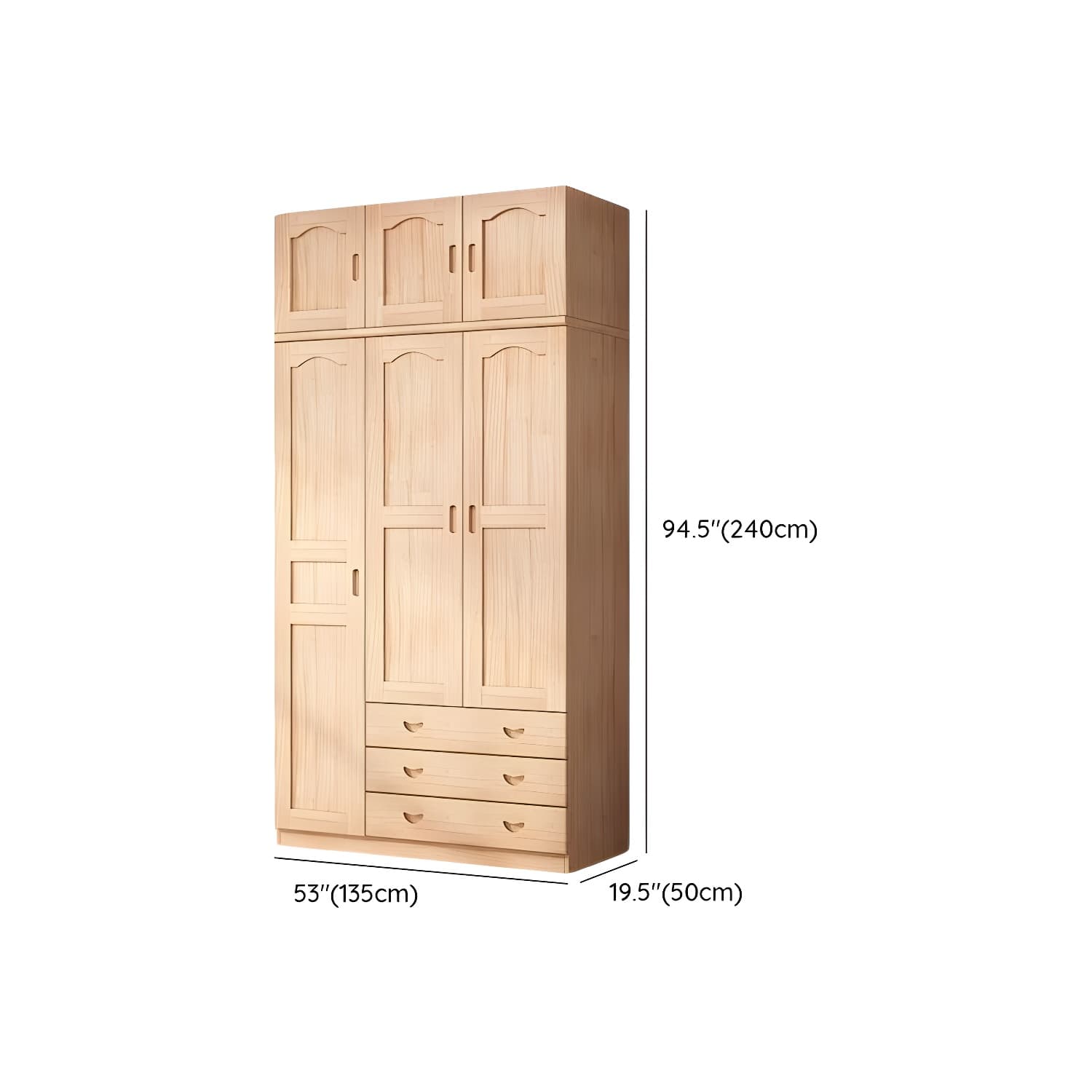 Scandinavian Natural Wood Wardrobe Armoire - 50cm Width - Drawers Included - image 19