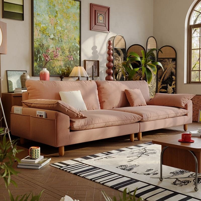 Gray/Sage/Amber Color Standard Sofa with Armrest and 4 Pillows for Drawing Room thumbnail 9