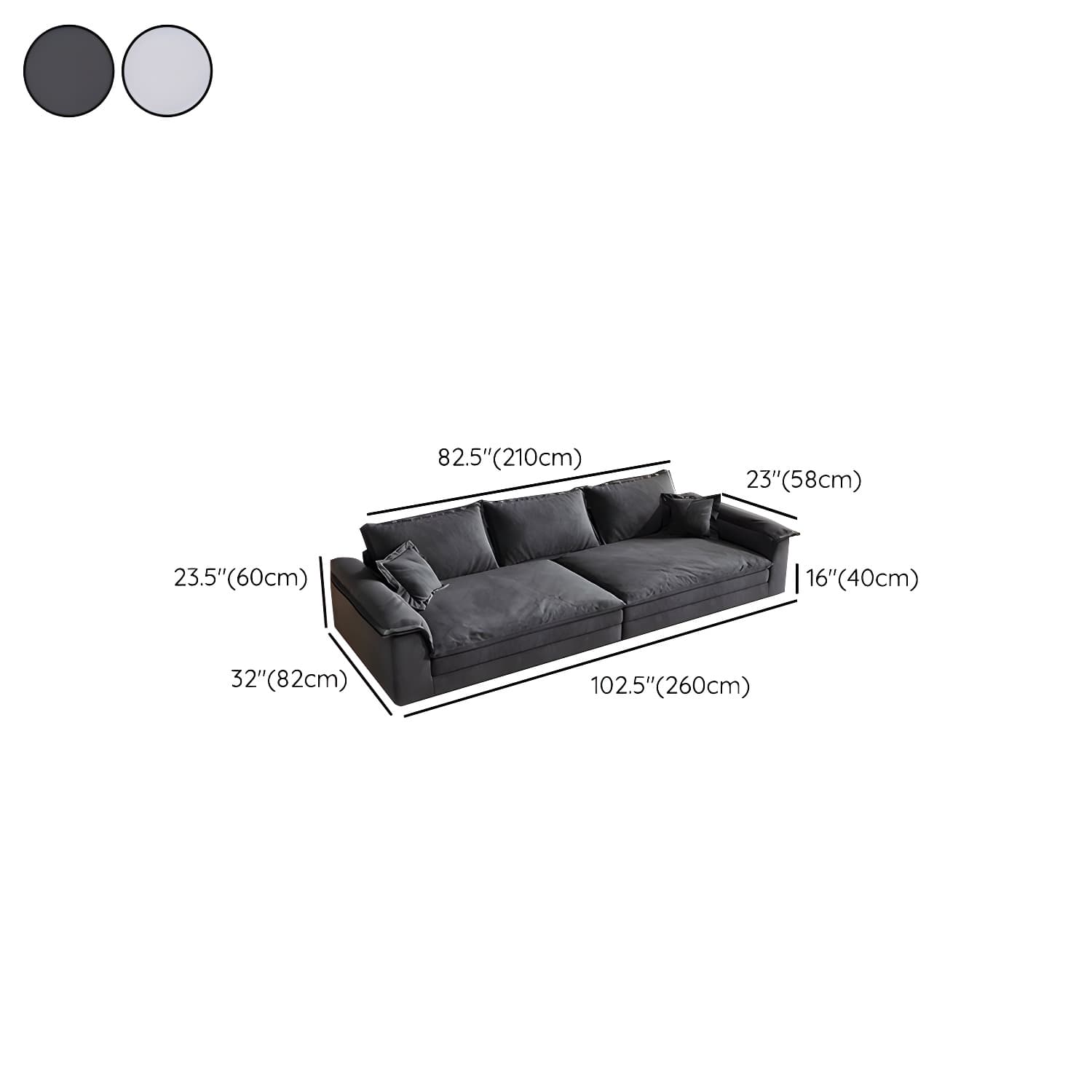 Modern Flared Arm Sofa with Water Resistant and Bolster Pillows thumbnail 12