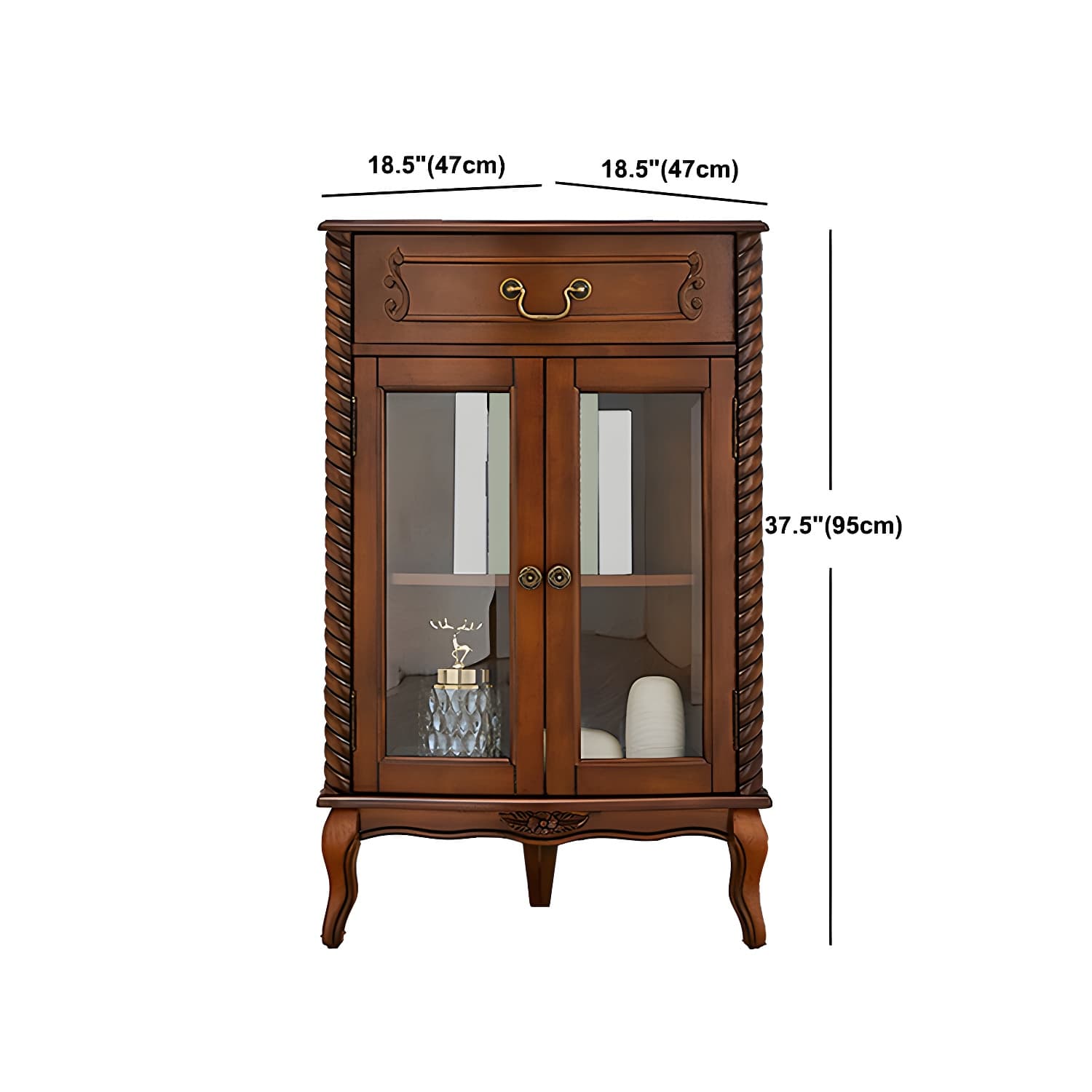Mid-century Modern Brown Corner Cabinet, Wooden Accent Cabinet with Shelves thumbnail 16