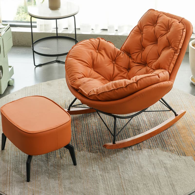 Ergonomic and Stationary Solid Wood Maternity Rocking Chair with Back and Flared Arm thumbnail 9