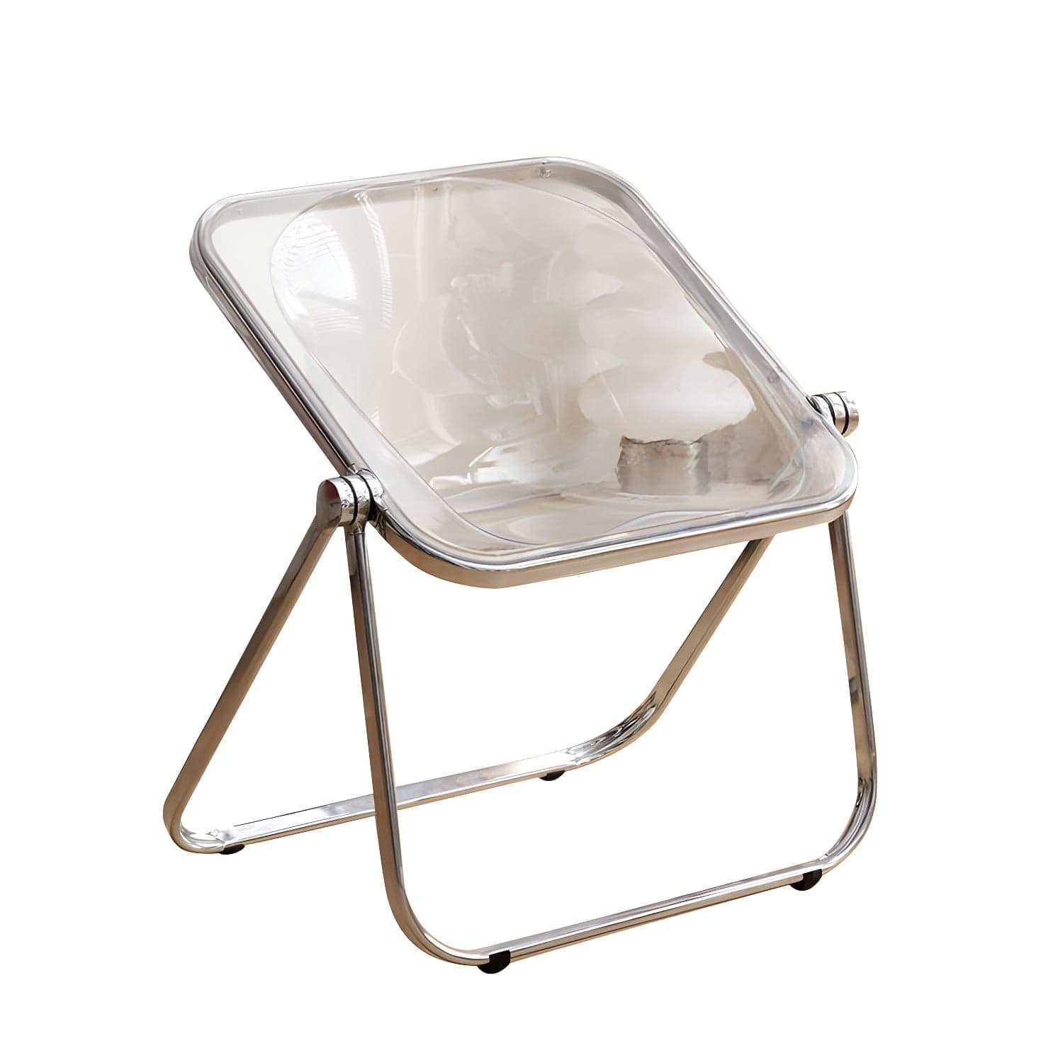 Modern Collapsible Side Chair with Low Back and Foldable Design in Plastic & Acrylic thumbnail 2