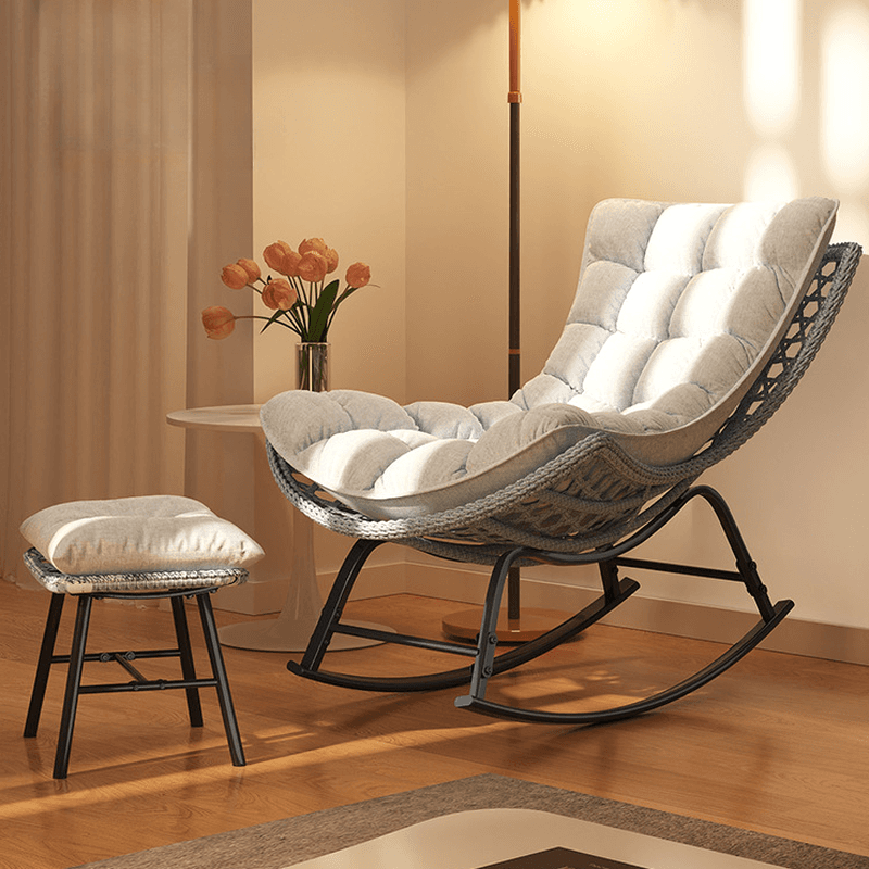 2 Piece Set/1 Piece Set Cushioned Rocking Chair with Ottoman in Resin with Rear in a Modern Simple Style thumbnail 7