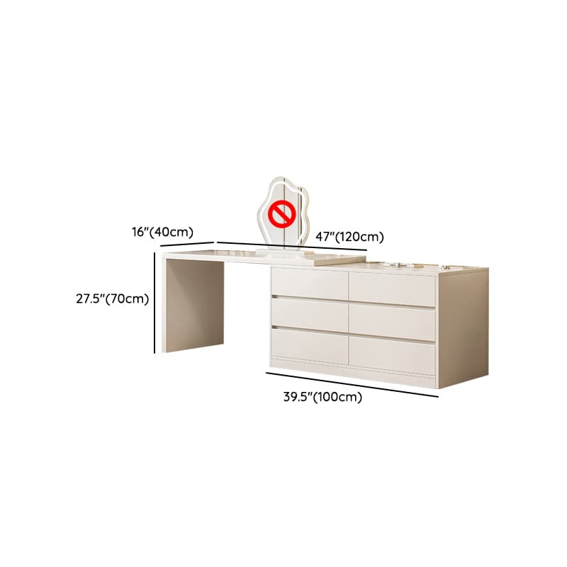Chalk Modish Wood Makeup Vanity with Standard Length and Non-Upholstered Chair(s) thumbnail 23