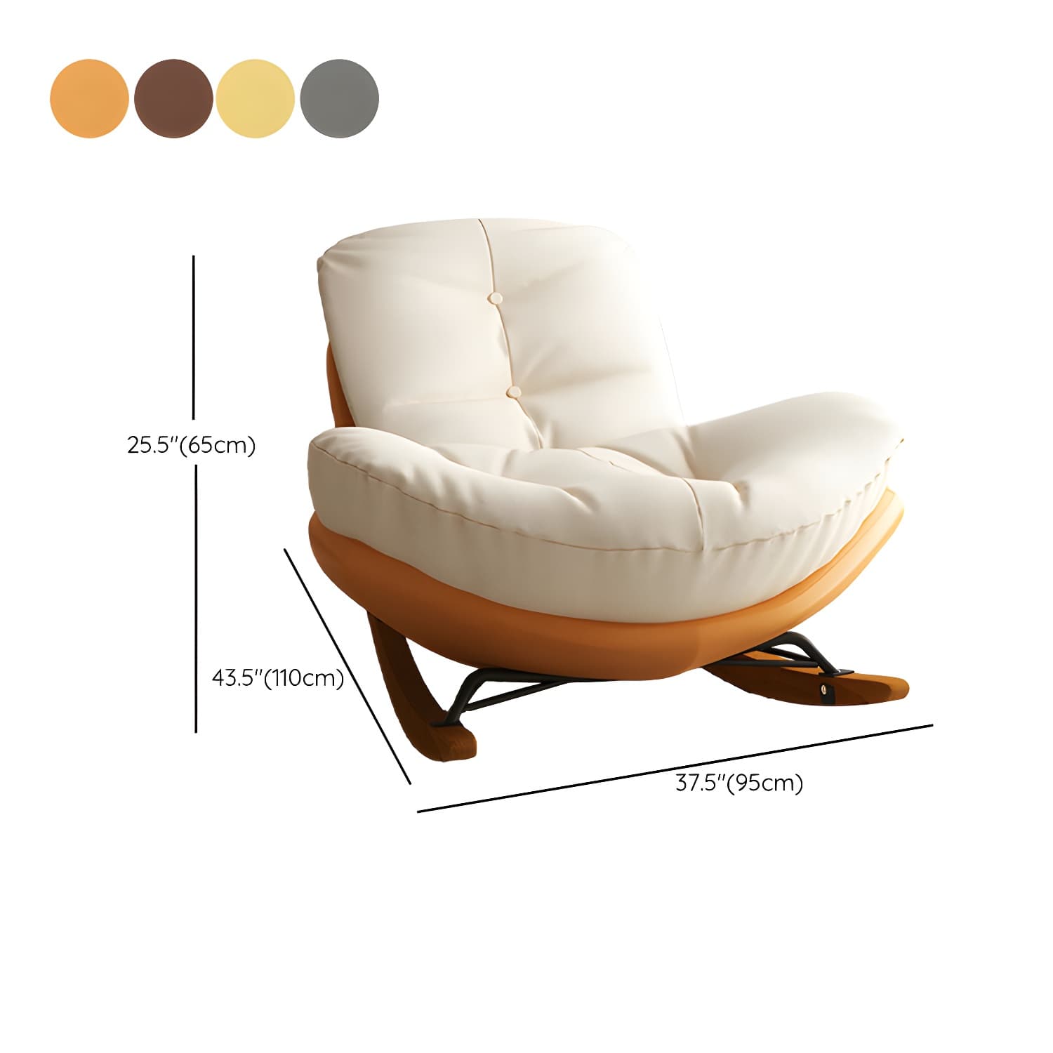 Cotton Upholstered Indoor Rocking Chair with Solid Wood Legs, Compact Design for Small Spaces thumbnail 21