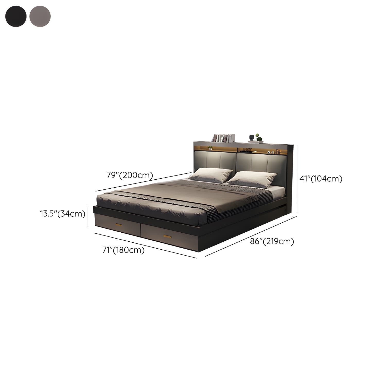 Modern Upholstered Headboard Bed with Storage and Patchwork Design thumbnail 19