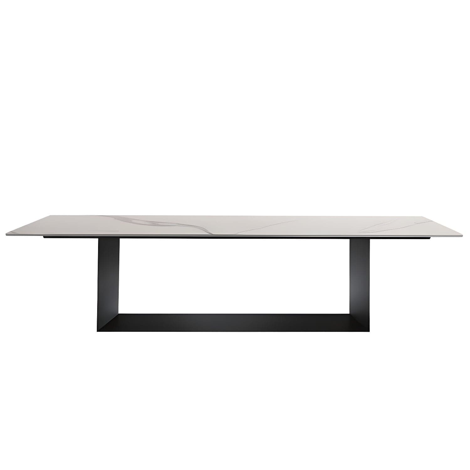 Rectangle Stone and Metal Dining table Modern Trestle Base Dining Table thumbnail 3