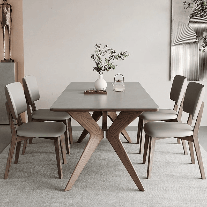 Slate Stone Dining Table Set for 6 People in Dove Grey thumbnail 2