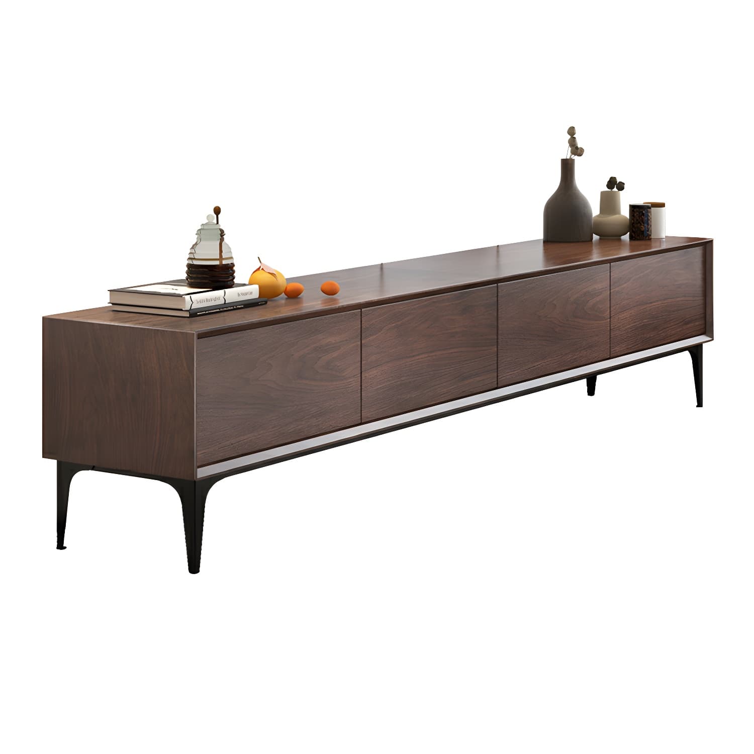 Scandinavian Style Wood TV Stand with Cable Management, Drawers Included - Low Height and With Legs thumbnail 11