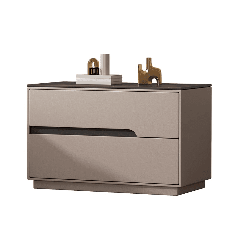 Minimalist Bedside Cabinet Nightstand with 2 Drawers and Stone Countertop thumbnail 9