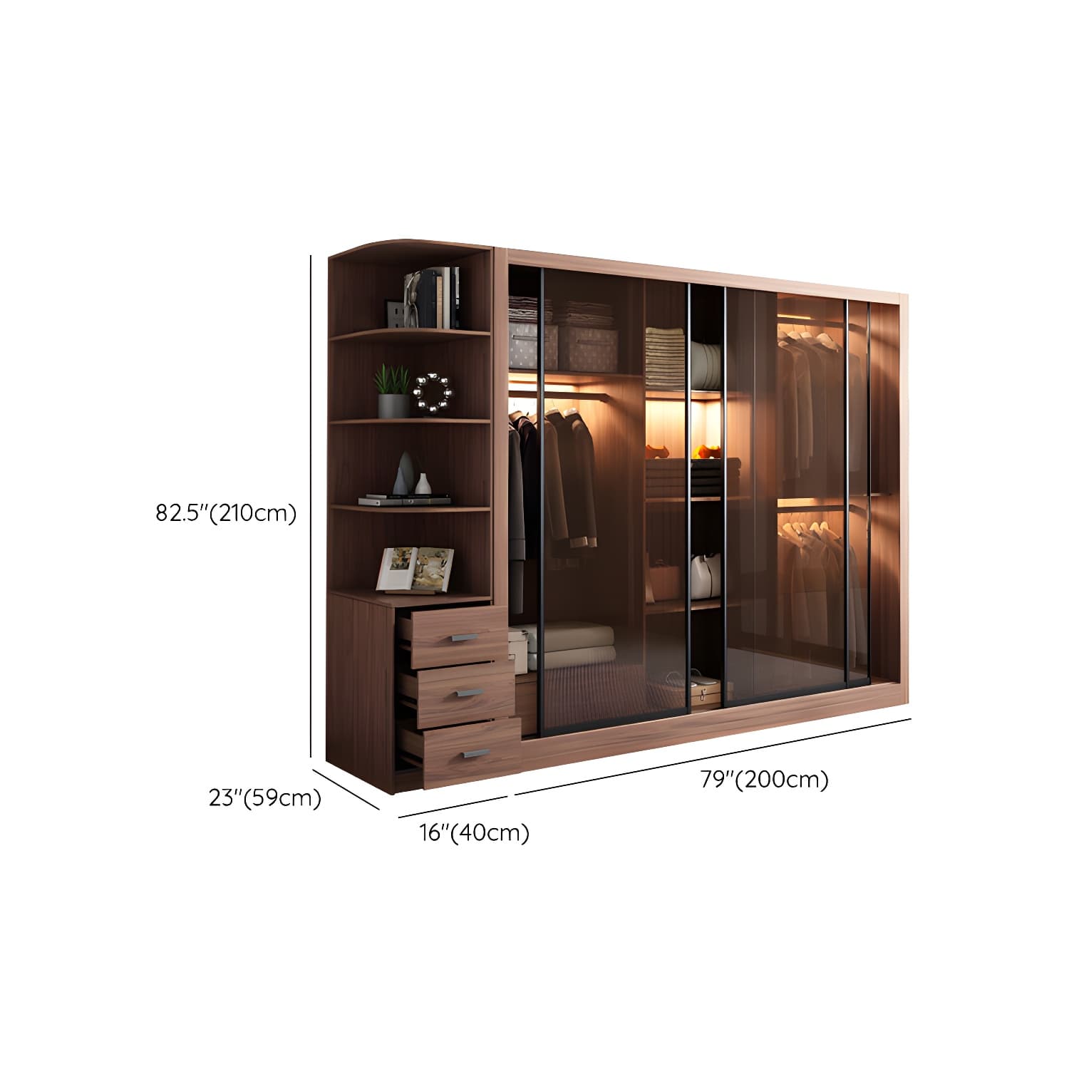 Brown Engineered Wood Wardrobe Armoire Modern Wardrobe Closet thumbnail 30