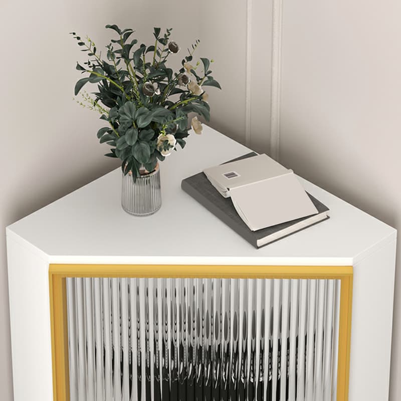 Golden Metal Corner Accent Cabinet with Glass Doors & Lighting Included thumbnail 11