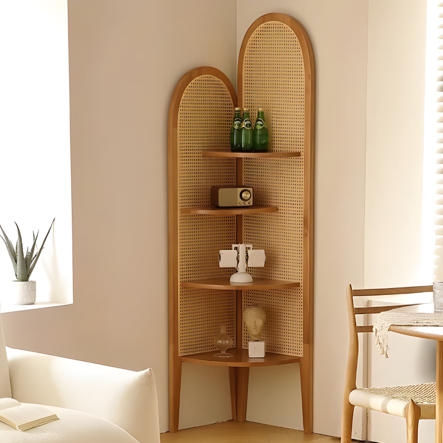 Corner Scandinavian with Wood Counter Top and Rubberwood Legs, 4 Shelves & Straight Legs thumbnail 13